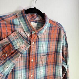 GAP LIVED-IN 100% Breathable Cotton Button Down Shirt-L, Red/Pink & blue multi‎